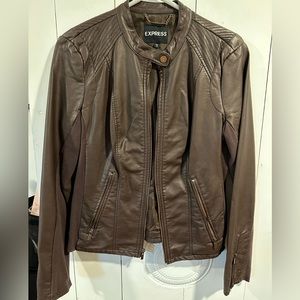Price Drop 🚨 Express Brown Faux Leather Jacket, Size L